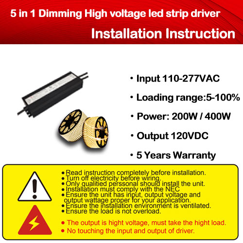 5 em 1 escurecimento tira conduzida de alta tensão regulável led instrução de instalação do driver universal
        